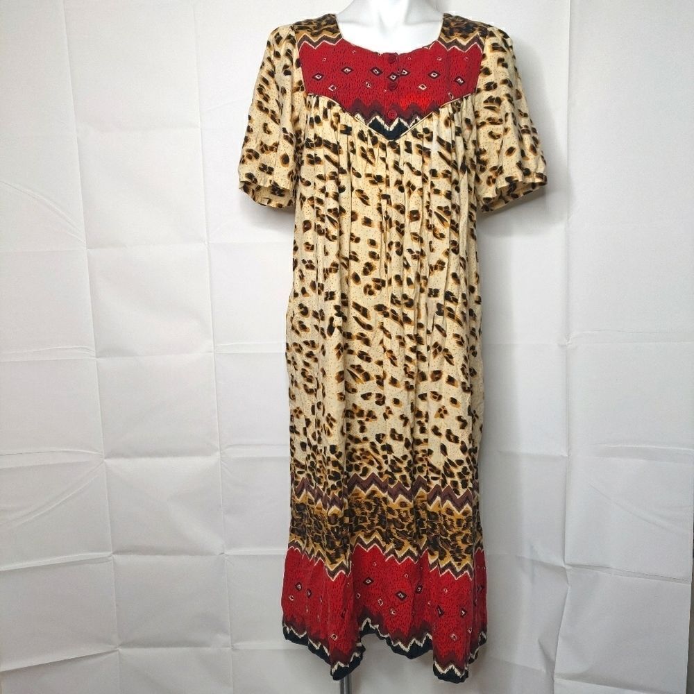 Vintage Fundamentals Animal Print House Dress Sz M
